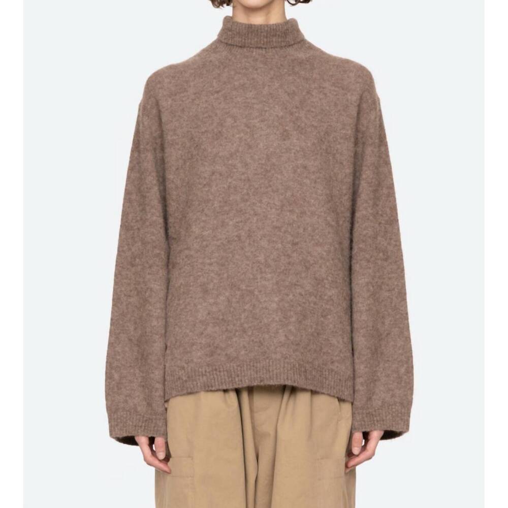 NEW SEA mallory turtleneck sweater in camel multi